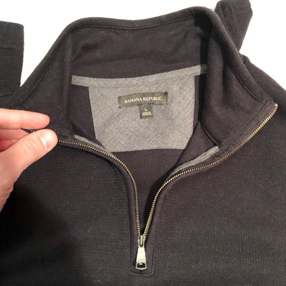 Banana Republic Half Zip Sweater Black Mens large. - Picture 2 of 4
